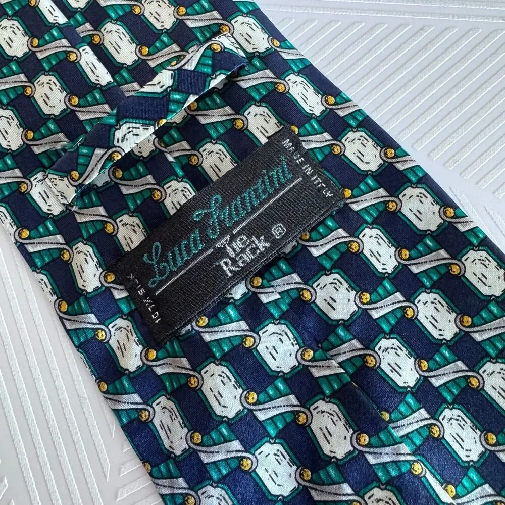 Luca Franzini Tie Rack Luxury Tie Navy Gemstone Print Silk Necktie